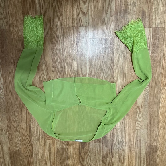 House of CB TARA LIME GREEN GEORGETTE CROPPED TOP Size XS - Picture 4 of 8